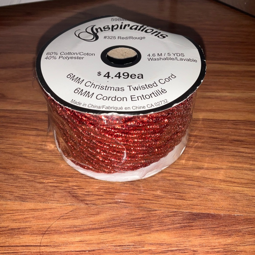 🥰 4/$25- Inspirations Red Twisted Cord